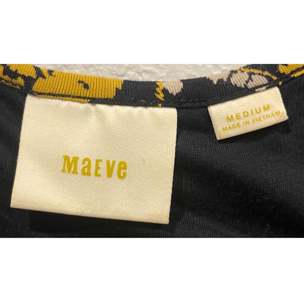 MAEVE Black Yellow Floral Corset Short Sleeve Mini Dress - Picture 3 of 5